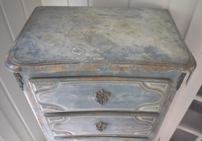 marvelous blue and white painted 18 century louis xv semainier 1389