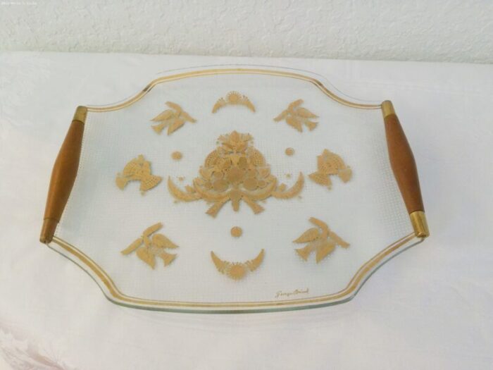 mcm georges briard sonata handled glass tray 4185