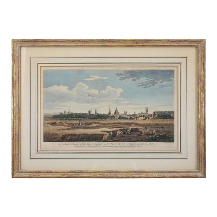 mid 18th century antique oxford engraving framed 3285