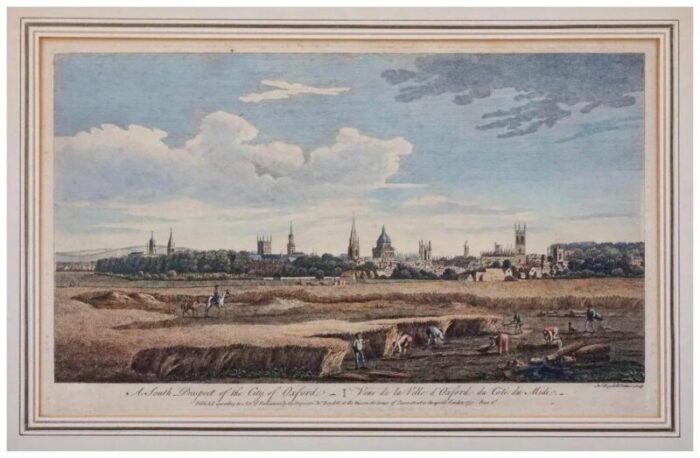 mid 18th century antique oxford engraving framed 9972