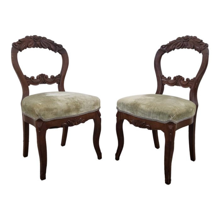 mid 19th century antique victorian carved balloon back chairs set of 2 9180