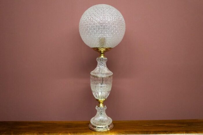 mid 20th century art deco glass table lamp poland 1950s 1283