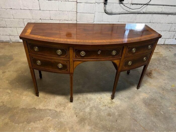 mid 20th century baker history charleston collection mahogany inlaid bow front sideboard 2390