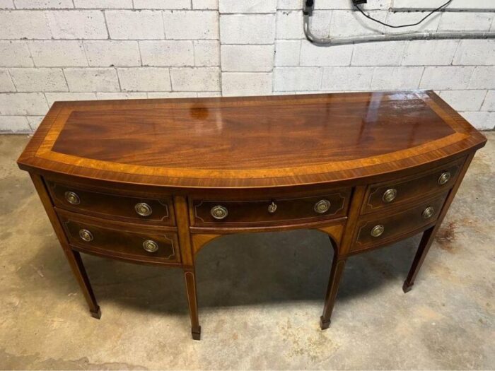 mid 20th century baker history charleston collection mahogany inlaid bow front sideboard 2463