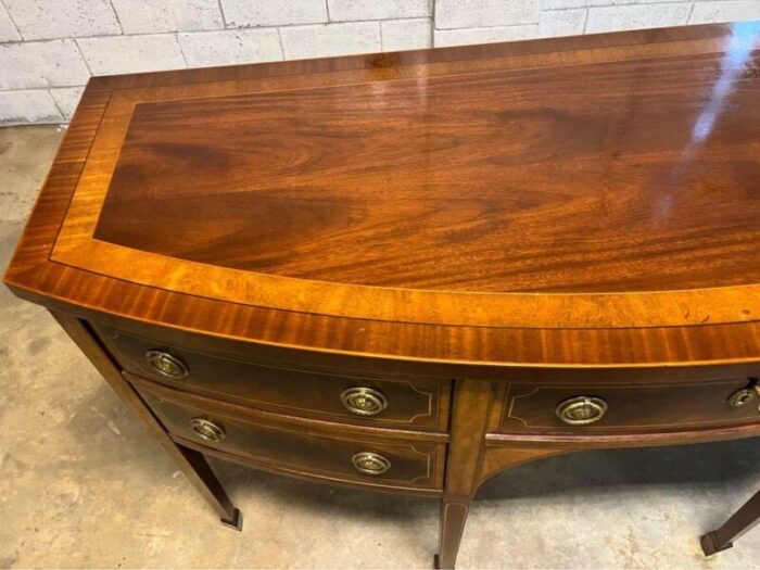 mid 20th century baker history charleston collection mahogany inlaid bow front sideboard 9276