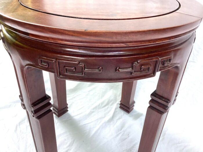 mid 20th century chinese solid wood low round side table 8586