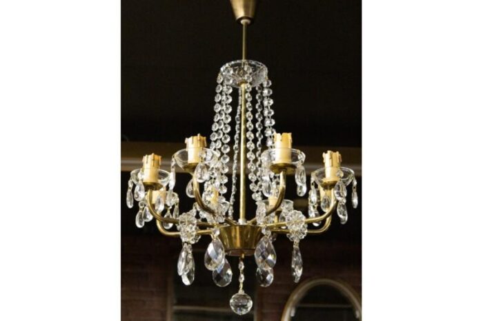 mid 20th century crystal chandelier western europe 1950s 4431