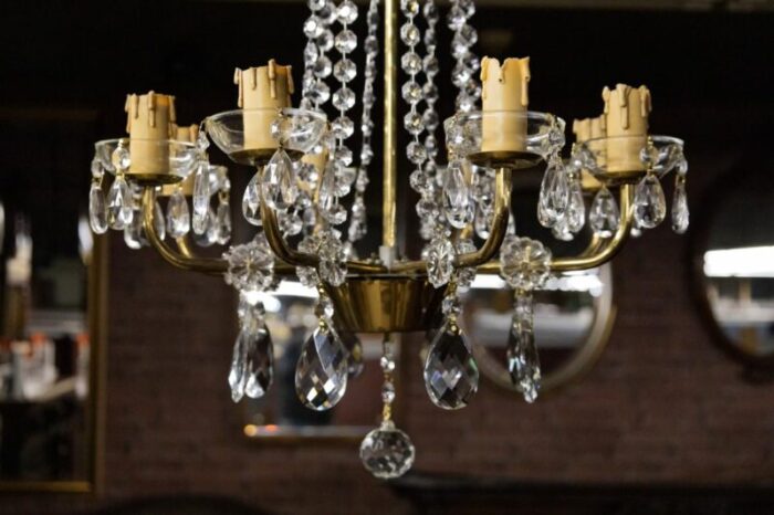 mid 20th century crystal chandelier western europe 1950s 9357