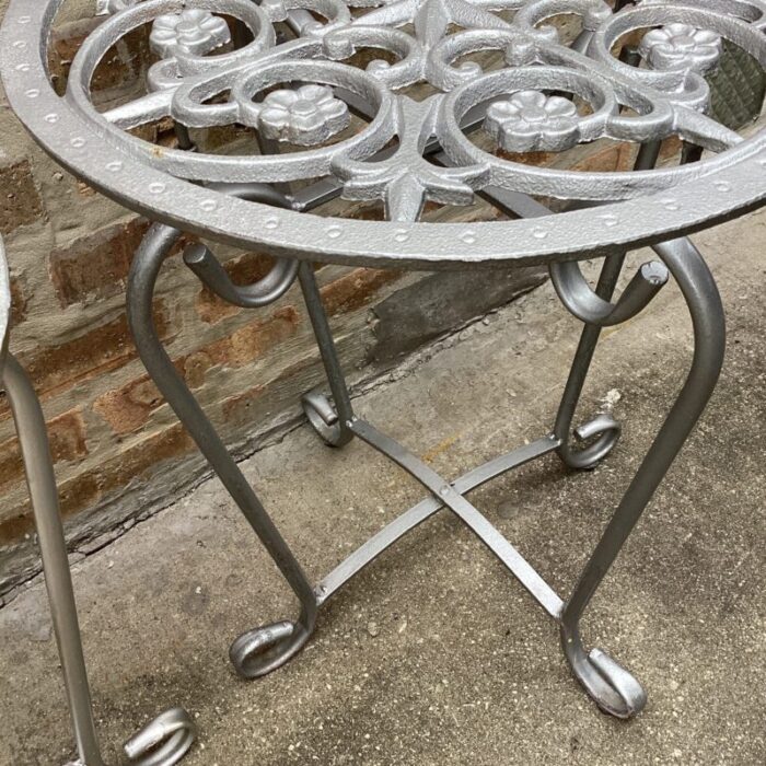 mid 20th century french style vintage scrolled wrought iron tables set of 2 4568