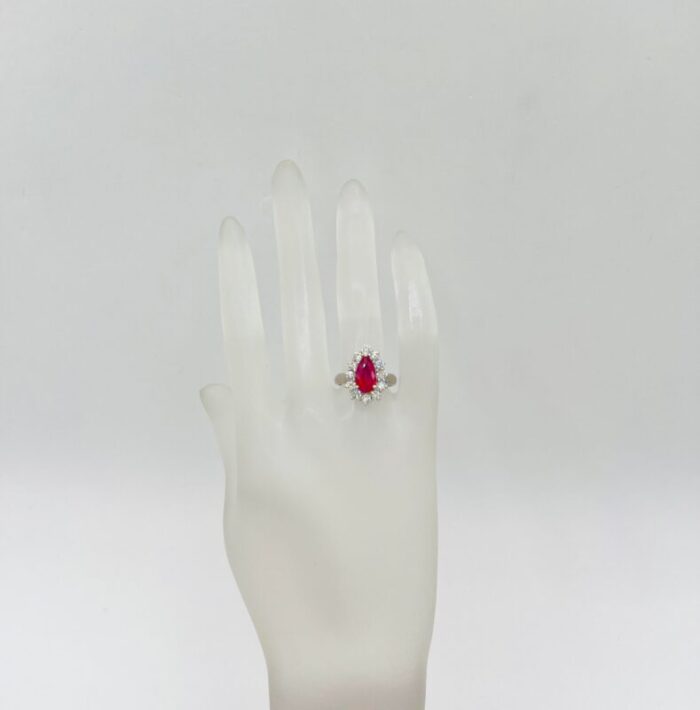 mid 20th century gia unheated mozambique purplish red ruby and white diamond ring in platinum size 625 2672