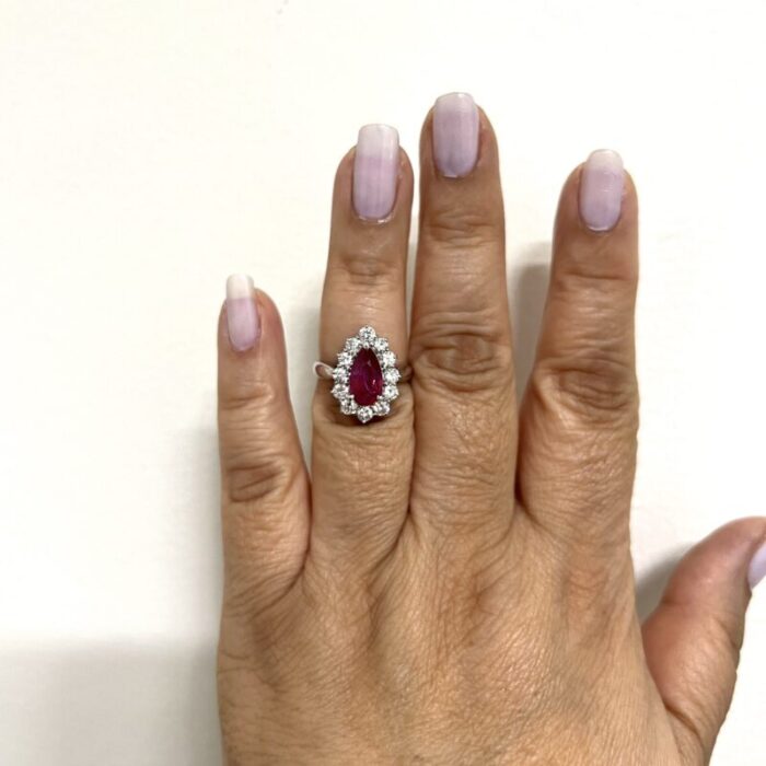 mid 20th century gia unheated mozambique purplish red ruby and white diamond ring in platinum size 625 5919