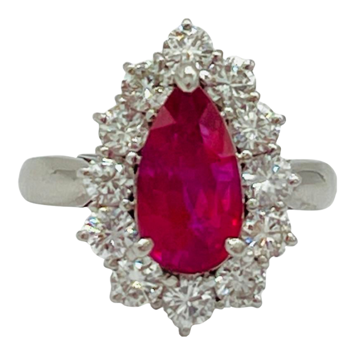 mid 20th century gia unheated mozambique purplish red ruby and white diamond ring in platinum size 625 7315