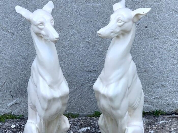 mid 20th century hollywood regency black and white whippets a pair 6688