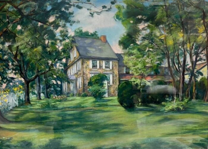 mid 20th century in the garden pastel painting by elizabeth fisher washington 9341