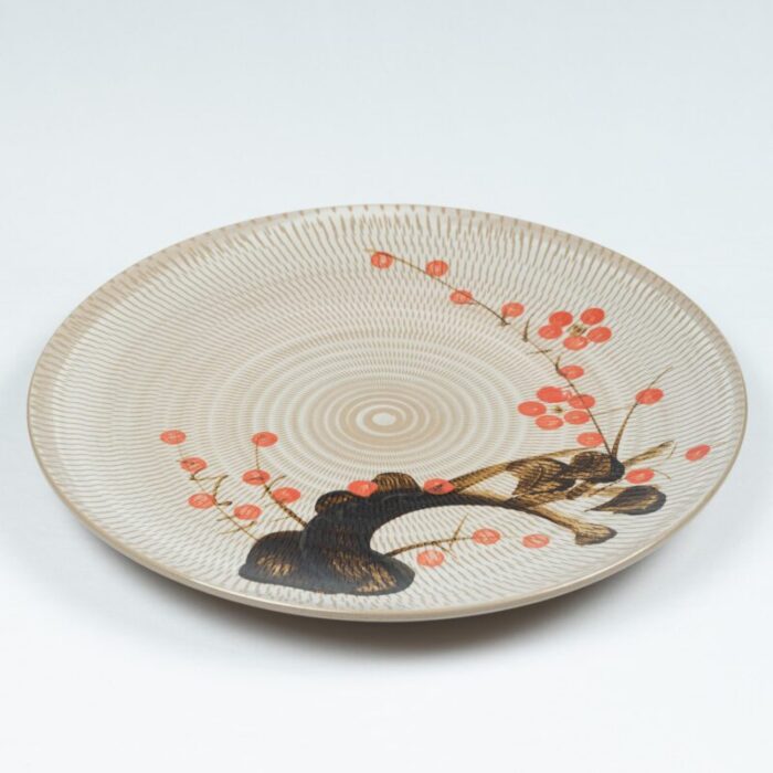 mid 20th century koishiwara platter with chatter marks and plum blossom brush decoration 6727