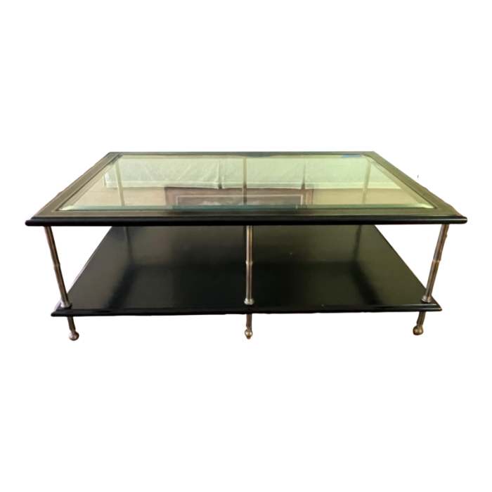 mid 20th century maison jansen style brass and glass coffee table 2898