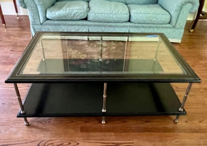 mid 20th century maison jansen style brass and glass coffee table 5864