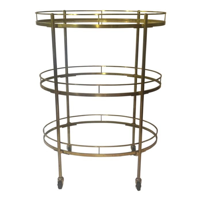 mid 20th century maxwell phillips mid century modern brass bar cart trolley 5213