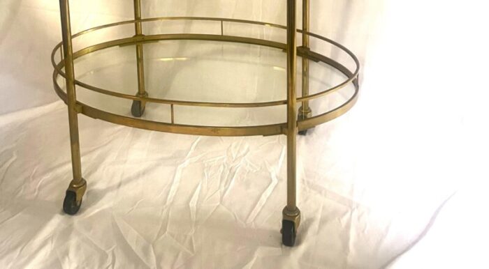 mid 20th century maxwell phillips mid century modern brass bar cart trolley 6368