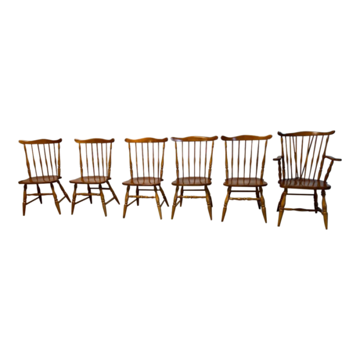 mid 20th century set of six vintage colonial style windsor dining chairs 0021