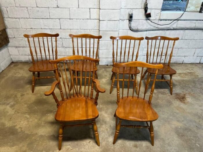 mid 20th century set of six vintage colonial style windsor dining chairs 8770