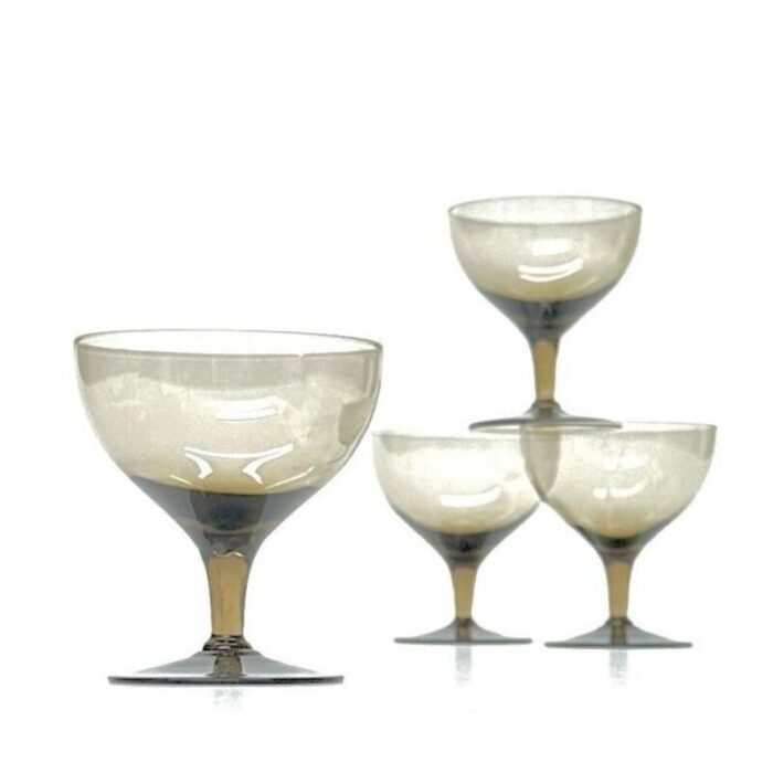 mid 20th century smokey grey brown cocktail glasses set of 4 6075