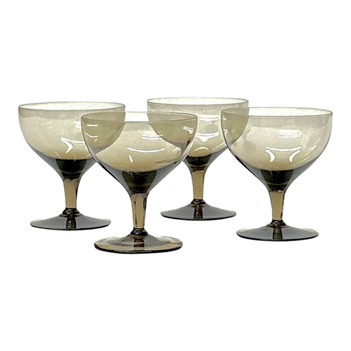 mid 20th century smokey grey brown cocktail glasses set of 4 7642