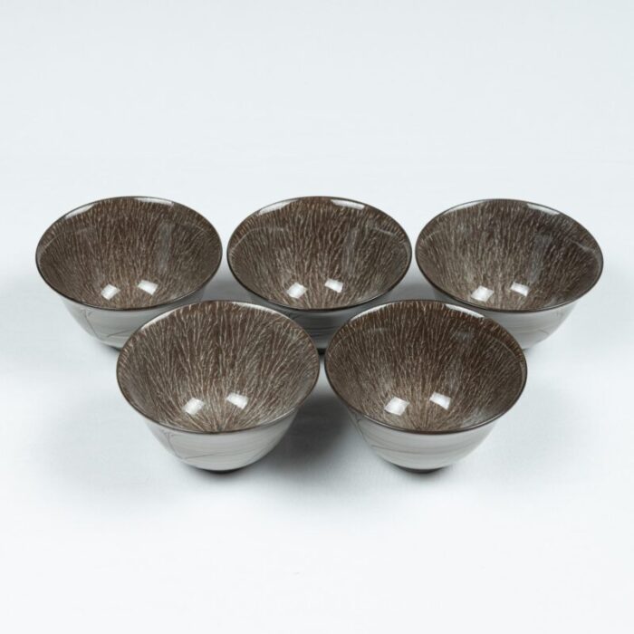 mid 20th century utsutsugawa sencha cup set with autumn grass decoration set of 5 8017