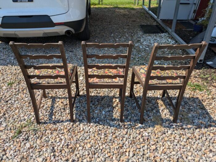 mid 20th century vintage dining ladder back chairs set of 3 2218