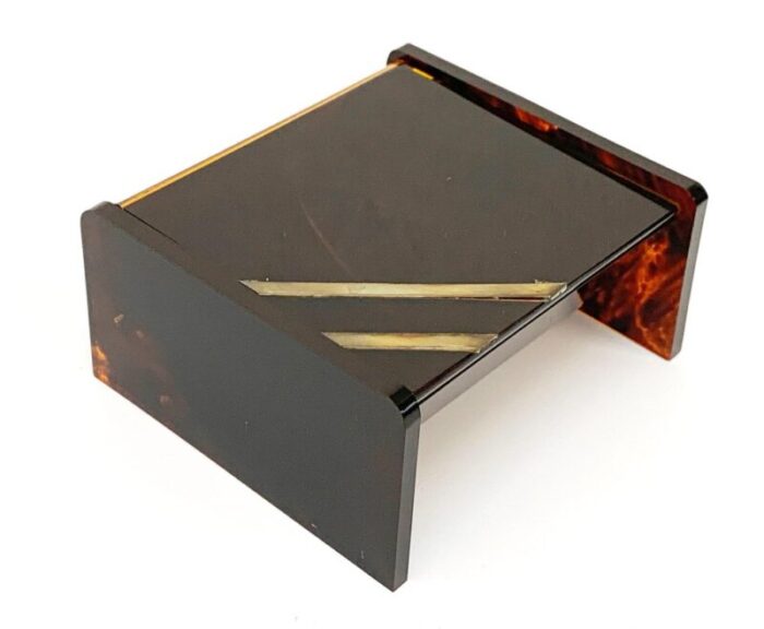 mid century acrylic glass brass jewelry box by christian dior 1970 2