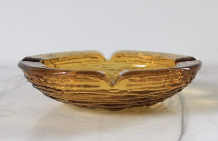 mid century amber glass ashtrays s3 5190