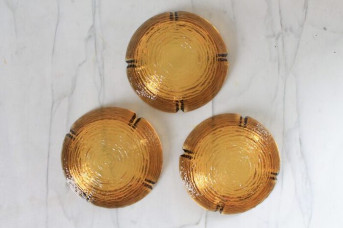 mid century amber glass ashtrays s3 6823