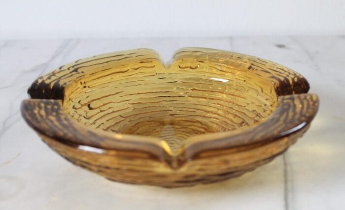 mid century amber glass ashtrays s3 8503