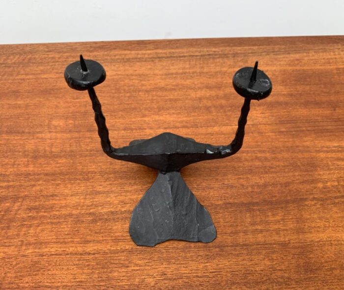 mid century brutalist wrought iron candle holder by david palombo 1960s 18