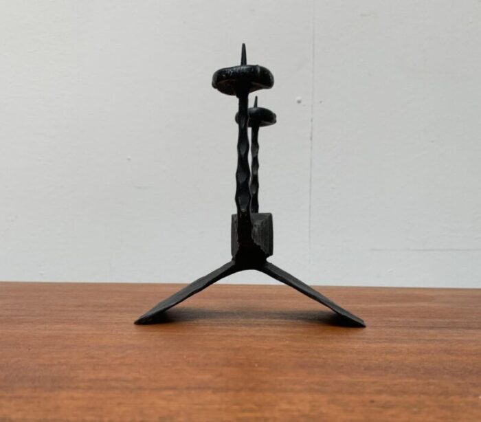 mid century brutalist wrought iron candle holder by david palombo 1960s 19