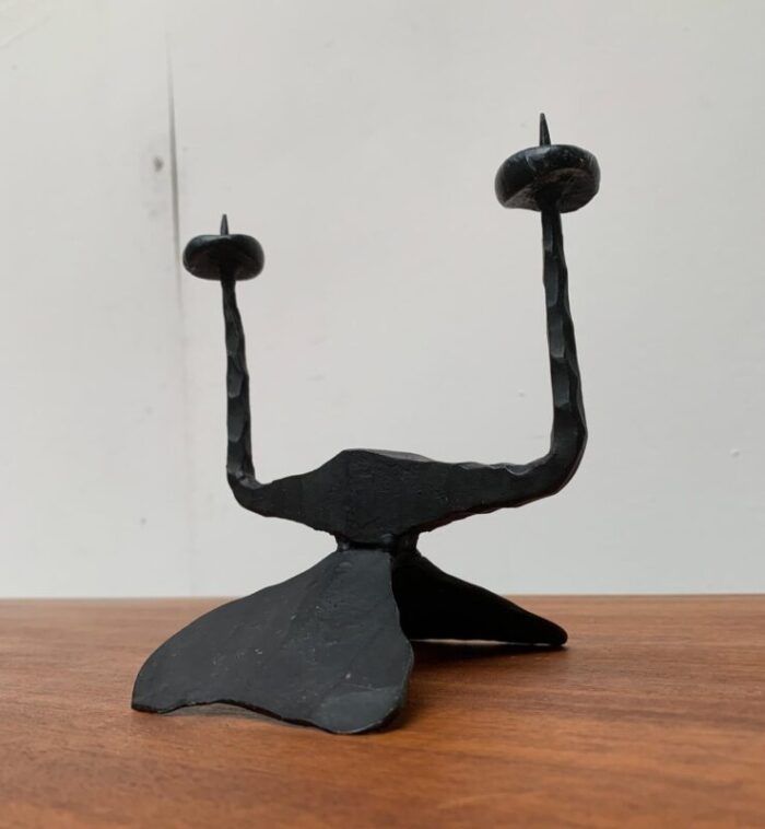 mid century brutalist wrought iron candle holder by david palombo 1960s 20