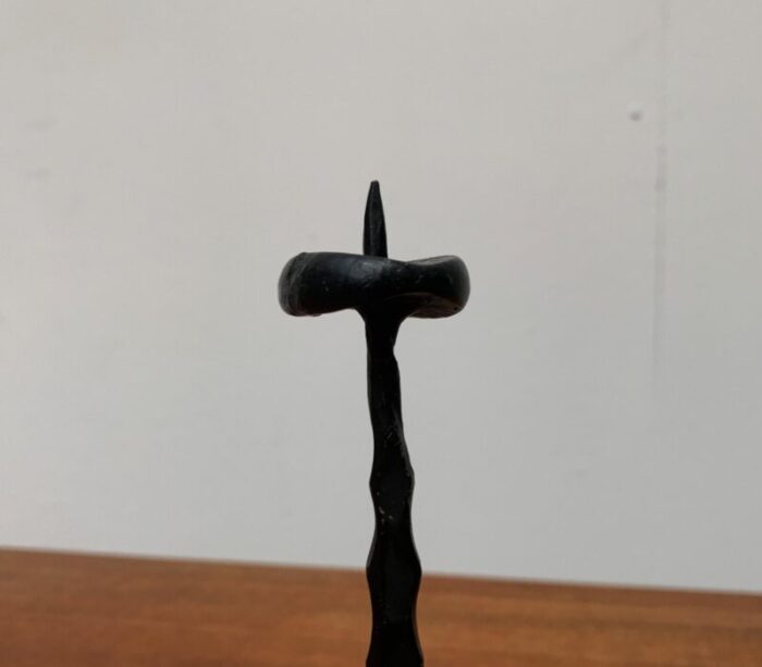 mid century brutalist wrought iron candle holder by david palombo 1960s 21