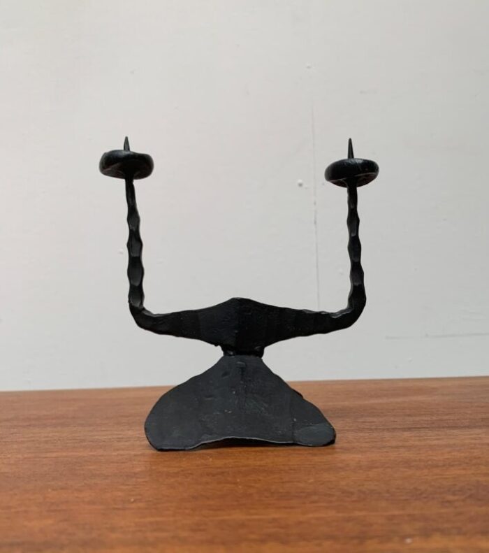 mid century brutalist wrought iron candle holder by david palombo 1960s 22