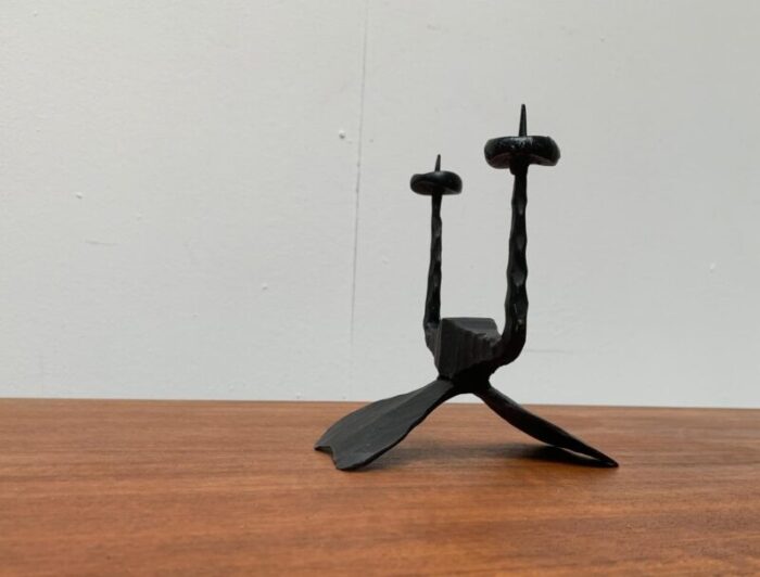 mid century brutalist wrought iron candle holder by david palombo 1960s 23