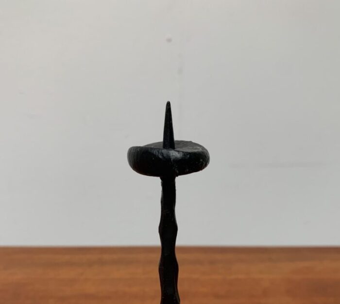 mid century brutalist wrought iron candle holder by david palombo 1960s 27