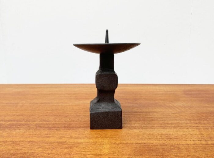 mid century brutalist wrought iron candleholder 11