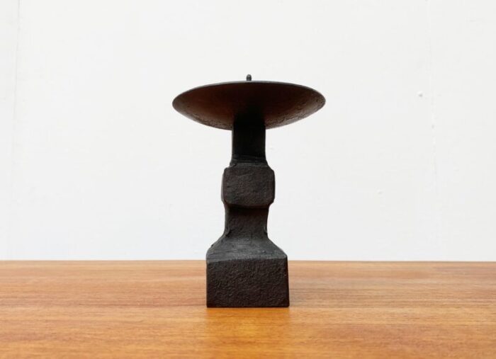 mid century brutalist wrought iron candleholder 16