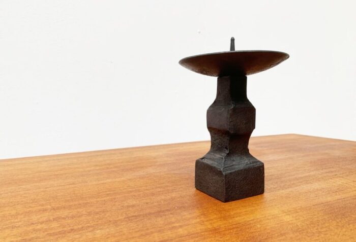 mid century brutalist wrought iron candleholder 17