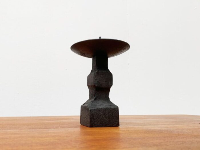 mid century brutalist wrought iron candleholder 21