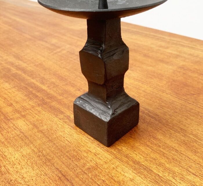 mid century brutalist wrought iron candleholder 6