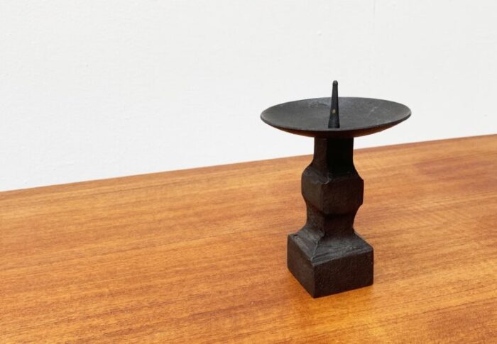 mid century brutalist wrought iron candleholder 8