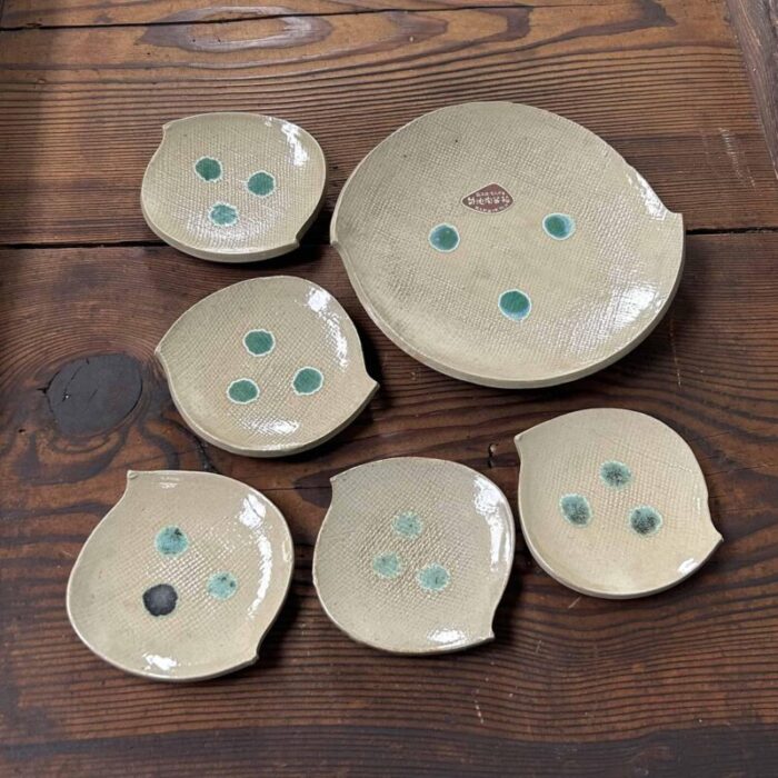 mid century ceramic plates by mashiko yaki japan 1960s set of 6 2235