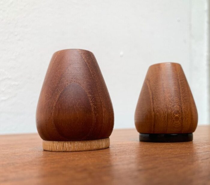 mid century danish teak pepper and salt shaker 1960s set of 2 1