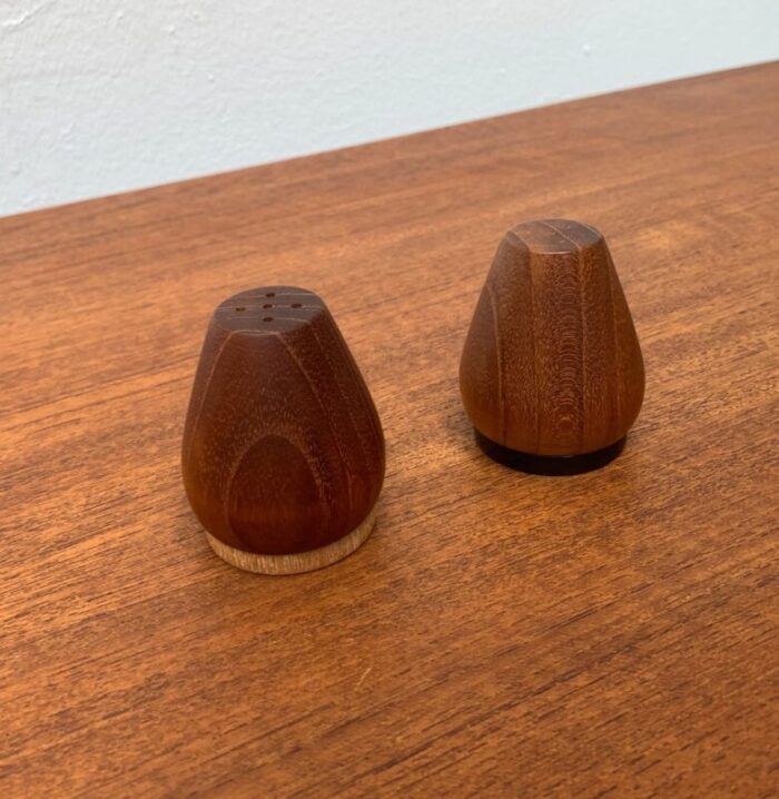 mid century danish teak pepper and salt shaker 1960s set of 2 10