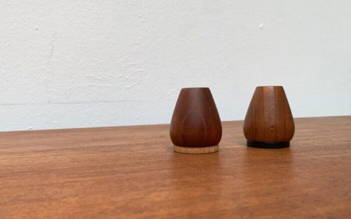 mid century danish teak pepper and salt shaker 1960s set of 2 13